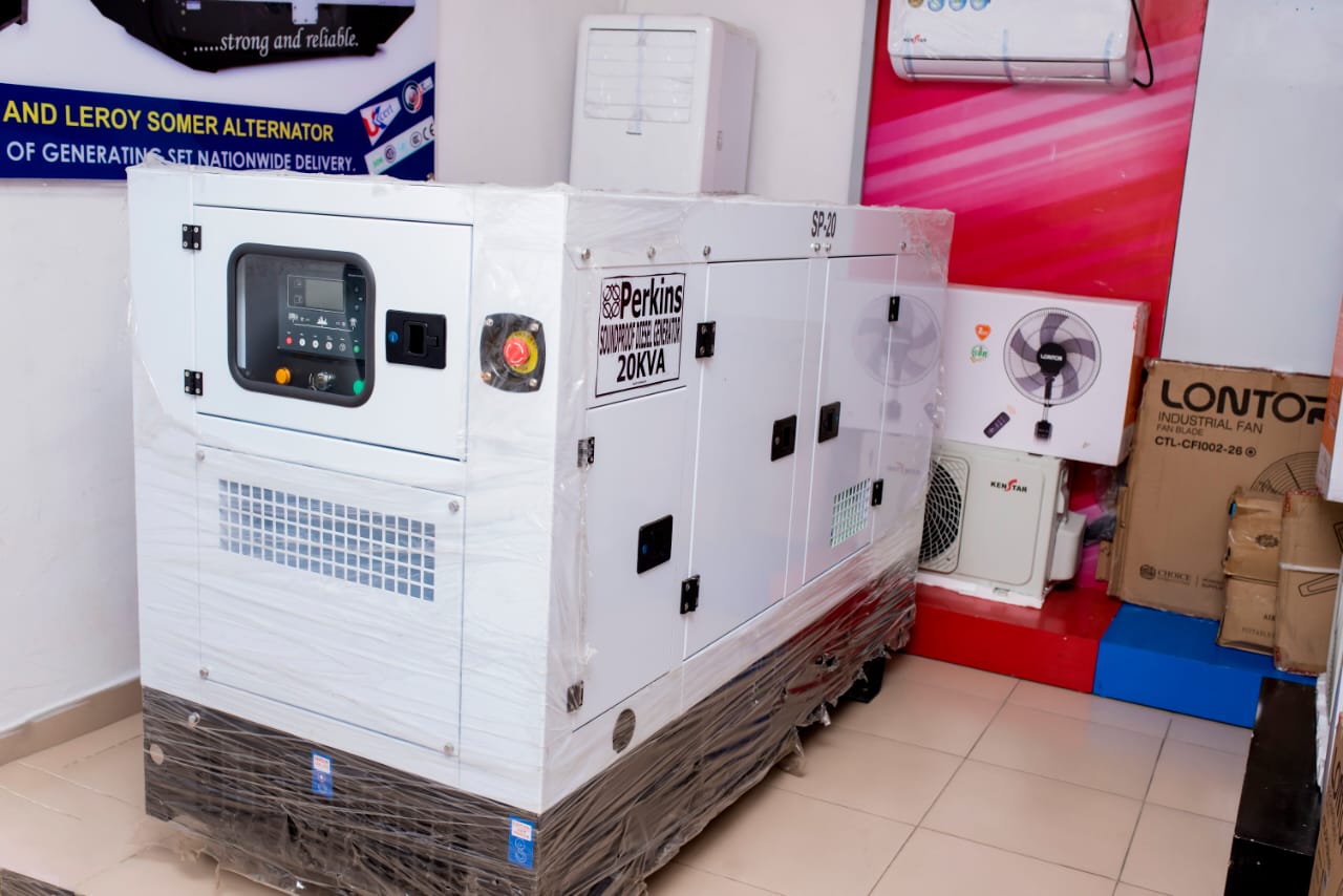 Perkins 20kVA soundproof diesel generator in the Cooling and Power showroom